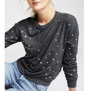 Spiritual Gangster Starry Vibes Gold Star Gray Sweatshirt Top Shirt - M